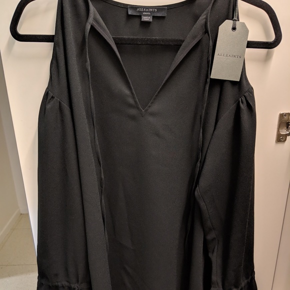 AllSaints Aster Black Dress Small - Picture 3 of 5